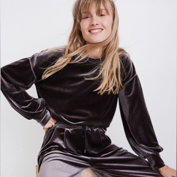 Madewell Tops - NWT Madewell Velvet Balloon Sleeve Sweatshirt Small
